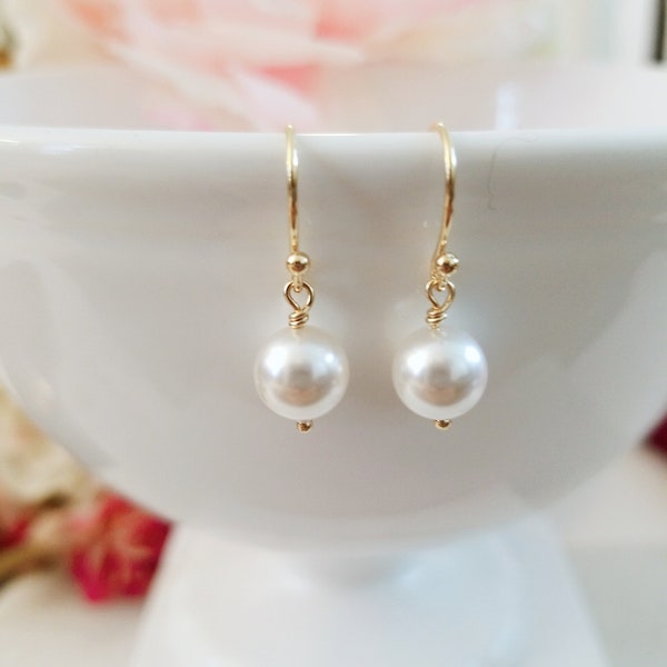 Pearl earrings, Swarovski Pearl drop earrings, Pearl wedding earrings, bridesmaid gift, Gift for Her, Valentine’s Gifts for Her