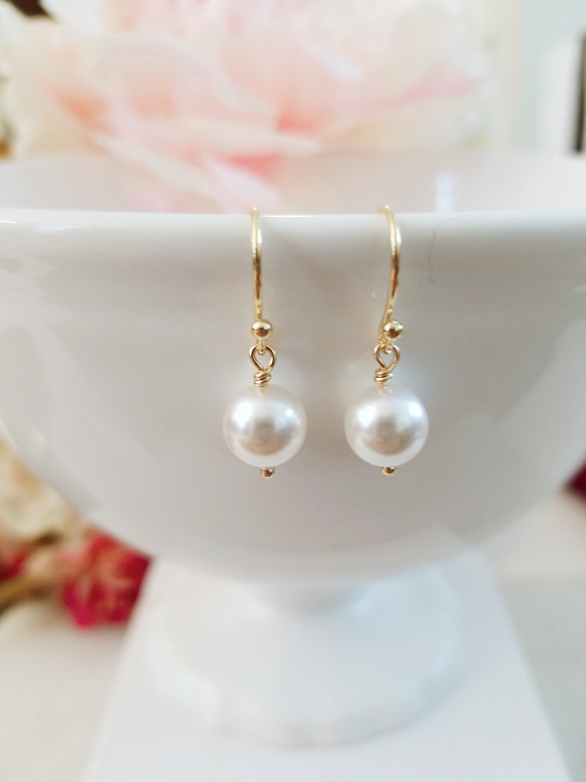 Pearl Earrings Swarovski Pearl Drop Earrings Pearl Wedding | Etsy