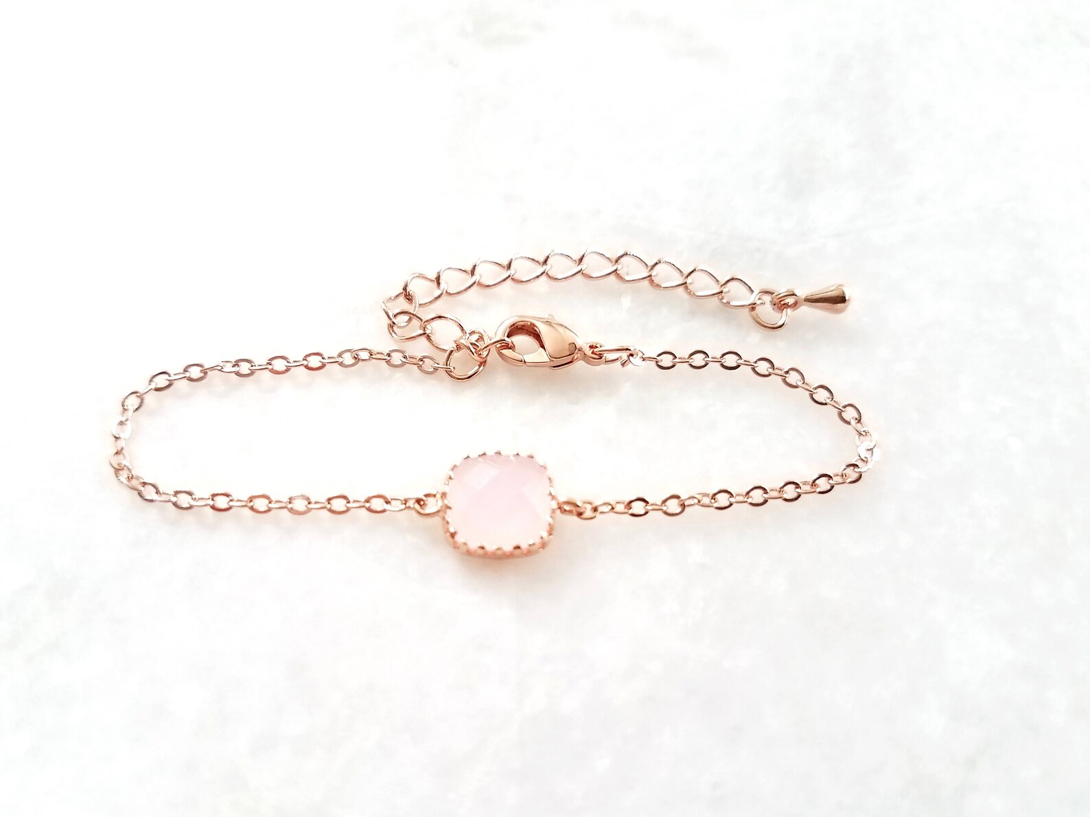 Blush Pink Bracelet Blush Pink White Gold Bridesmaid Etsy