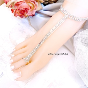 Rose Gold Rhinestone Barefoot Sandals: Bridal Foot Jewelry