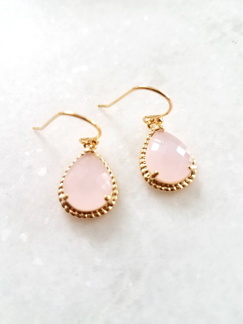 Blush Pink Earring Blush Pink Rose Gold Bridesmaid Earrings Etsy