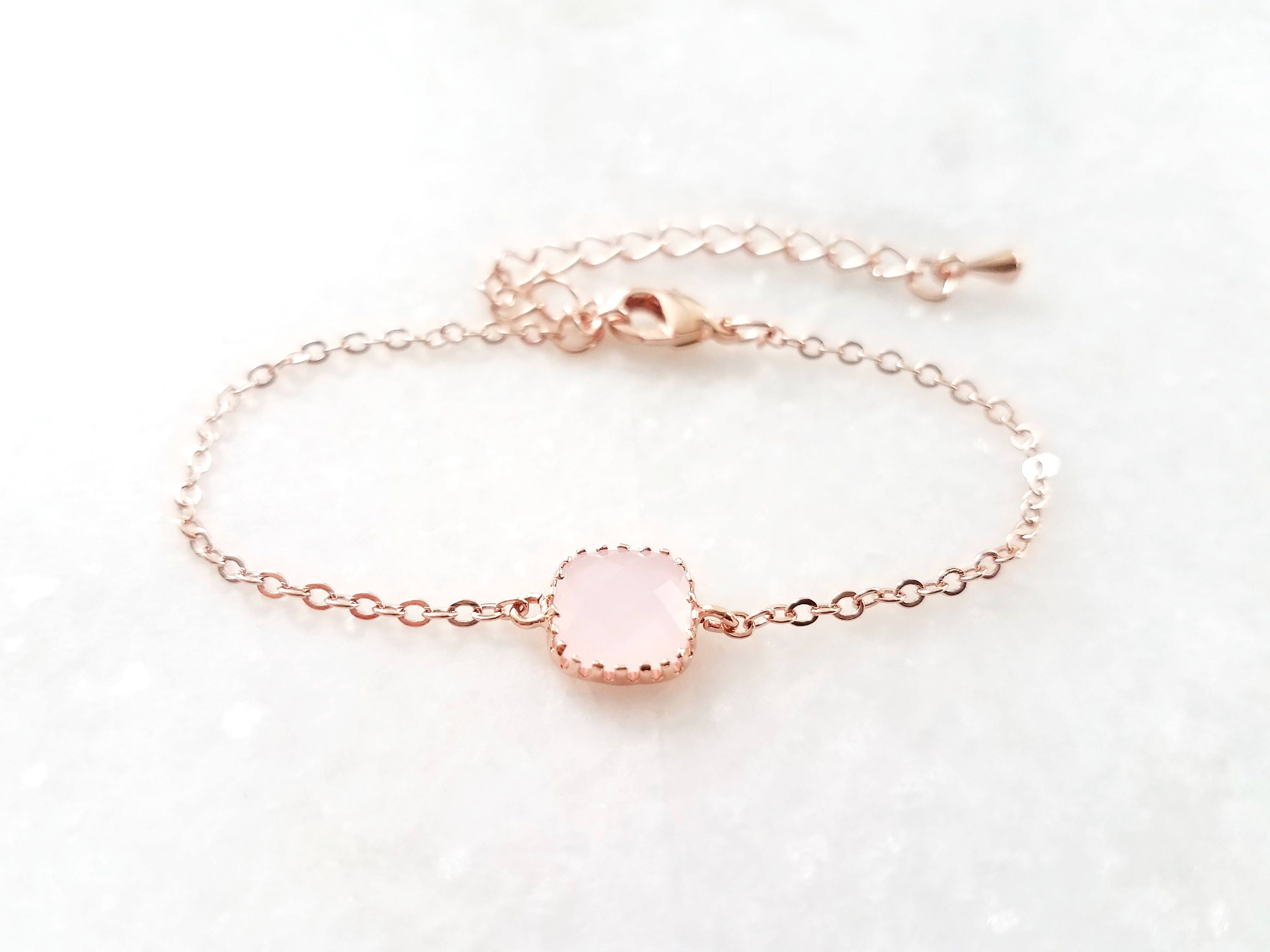 Blush Pink Bracelet Blush Pink White Gold Bridesmaid Etsy