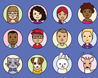 People and Animal avatars vector illustrations