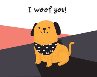 I woof you! - cute dog clip art - vector