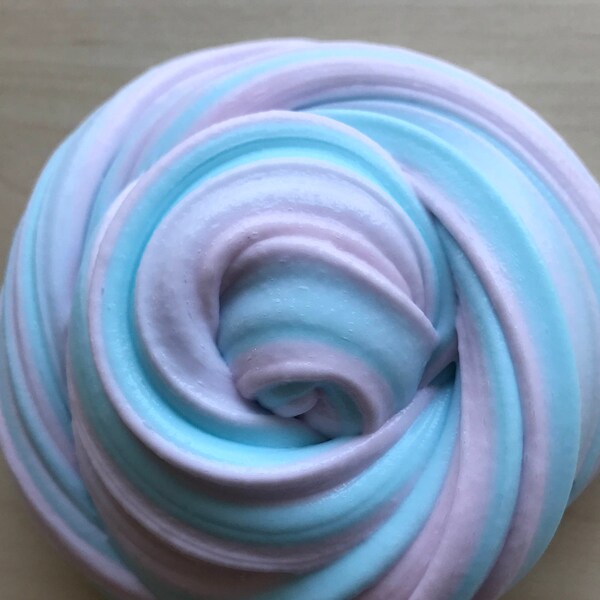 8oz. BIG ULTIMATE Bubblegum Cotton Candy Blue and Pink Pastel Fluffy Slime + Activator Powder!