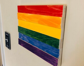 Décoration arc-en-ciel - Panneau en bois - Drapeau