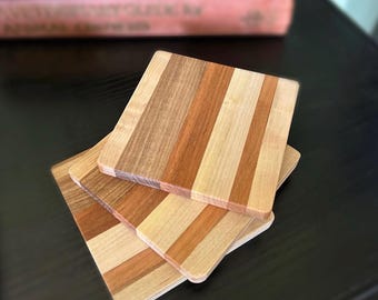 Sous-bock en bois, bloc de boucher - Lot de 3