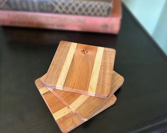 Sous-bock en bois, bloc de boucher - Lot de 3