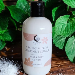 Mint Coconut Sugar Lotion, Hydrating Body Lotion, Dry Skin Moisturizer, Hand Cream, Skincare Gift Mom, Travel Size Lotion, Peppermint Scent