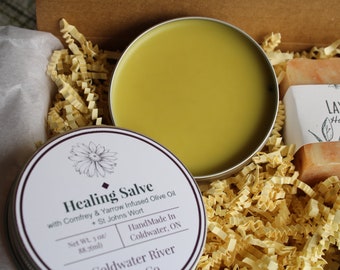 Comfrey Salve, St Johns Wort Healing Balm, Herbal Remedy, Flower Infused Herbal Balm, Healing All Purpose Natural Salve, Organic Ointment