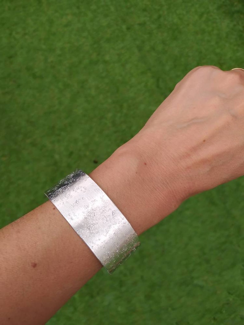 Extra Wide silver cuff bracelet aluminium image 5
