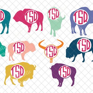 Bison Svg,  Monogram Svg, Circle Frames, Cuttable Design, Cut files, Silhouette Studio files, Cricut files, Vector, Svg, Dxf, Eps, Png