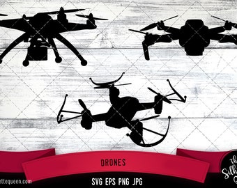 Drones Silhouette Vector | Drones SVG | Clipart | Graphic | Cutting files for Cricut, Silhouette