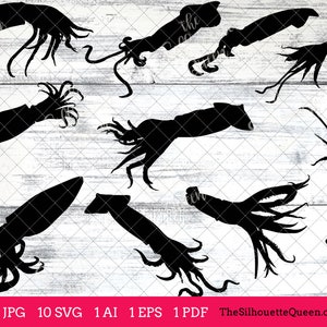 Squid svg, Squid monogram, Squid svg file, Squid cuttable, Squid svg bundle, cut files, silhouette, cricut files, vector eps, jpg
