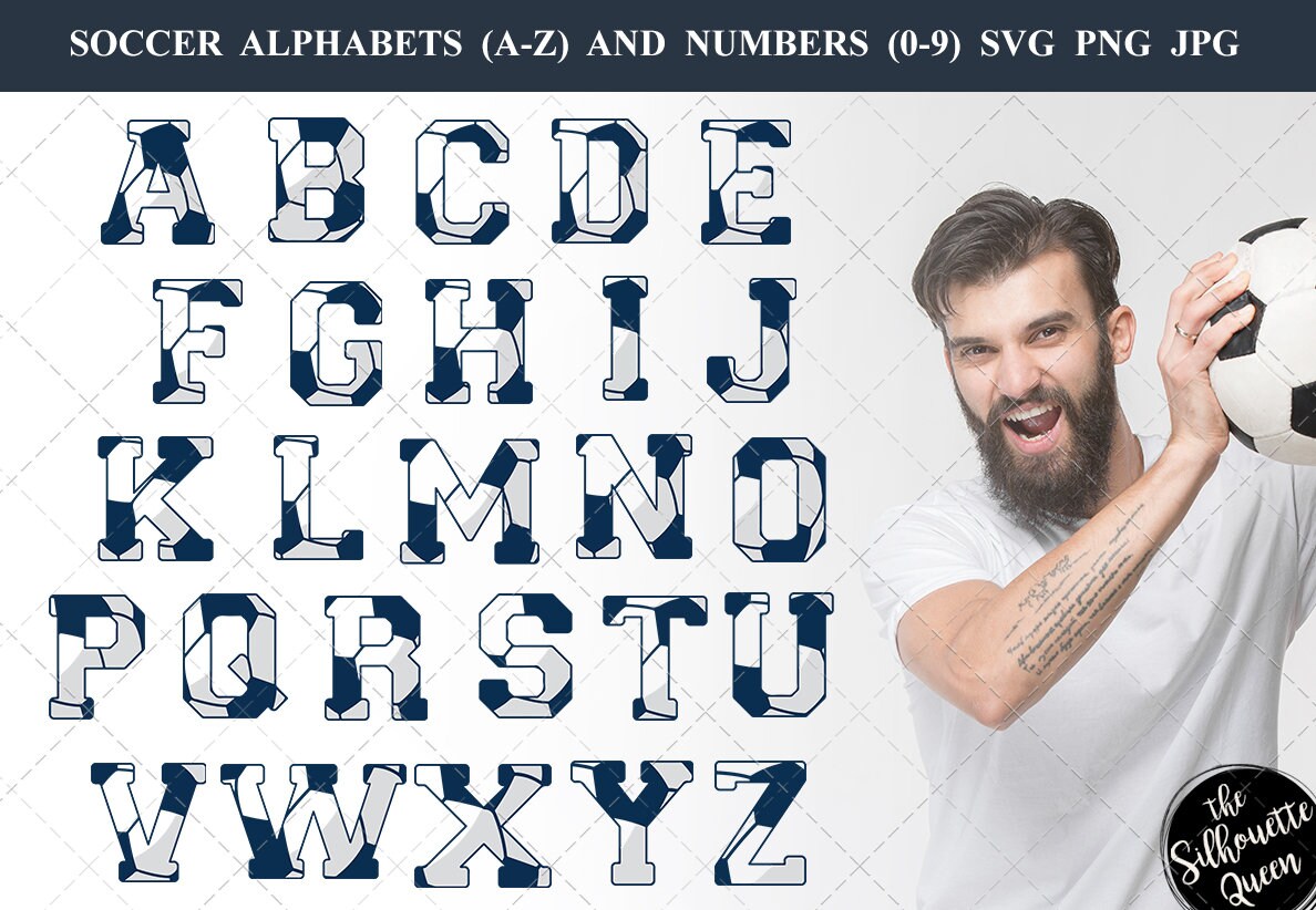 Soccer alphabet a-z svg, soccer number 0-9 svg, alphabet clipart, letters svg font, cut files for cricut, cut files for cricut