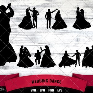 Wedding Dance Silhouette | Couple Dance Vector  | Bride and Groom | silhouette cameo cricut cut files svg