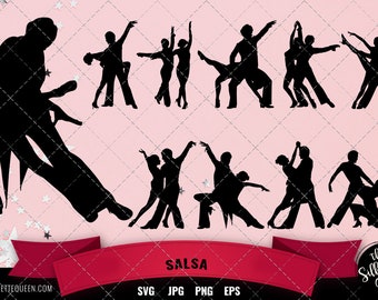 Salsa Dance svg, dance cricut files,  cut files,  dancer silhouette Vector clipart, illustration, eps, svg cutting files