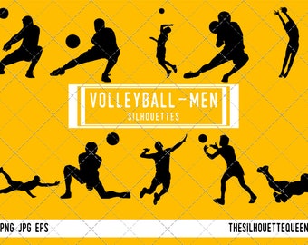 Silhouette de volleyball d’homme, clipart masculin de volleyball, vecteur de sport de garçon, garçons Svg, png, cricut coupé des fichiers jpg