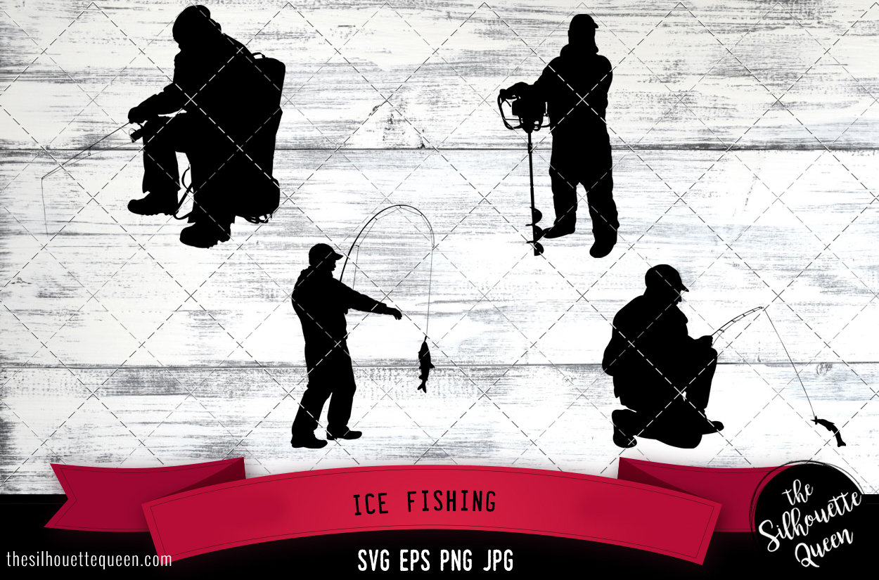 Ice Fishing Silhouette Vector Ice Fishing SVG Clipart - Etsy Canada