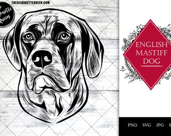 English Mastiff, dog breed, pet dog, dog lover, dog mom dad, dog paw svg, vector, svg, hand drawn, cut files for circuit