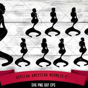 African American Mermaid-2  SVG - Black Mermaid, Afro Mermaid, Ethnic Silhouette Cutting files cricut Melanin SVG