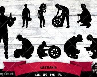 Mechanic svg file, repairman svg cut file, silhouette studio, cricut design space, Svg, Png, Eps, Clipart Vector Design