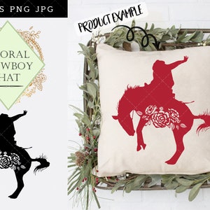 Floral Cowboy, Saddle Bronc Riding Rodeo SVG  ,Cowboy SVG, cuttable, Cowboy, cut files, silhouette studio, cricut files, vector eps