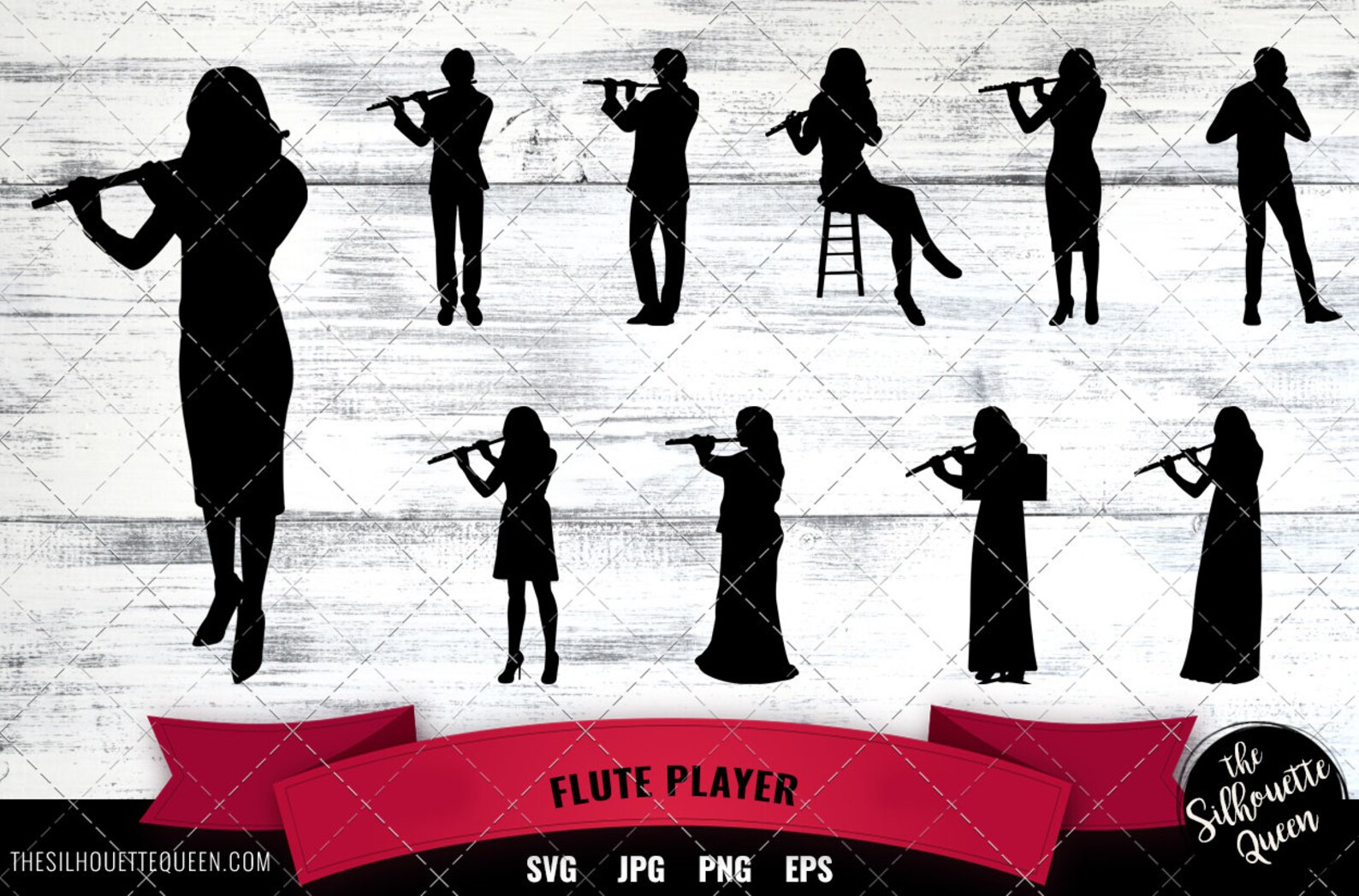Flute Player Svg File Musician Svg Cut File Silhouette Etsy