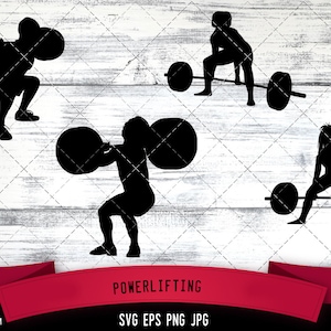 Powerlifting Silhouette Vector  |Powerlifting SVG  | Clipart  | Graphic | Cutting files for Cricut, Silhouette