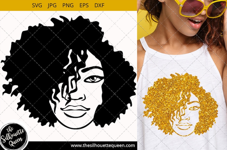 Download Afro Woman svg with side swept short natural curly hair | Etsy
