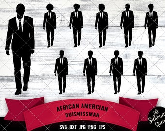 African American Man Businessman SVG - Black King, Afro Man, Nubian Boy Silhouette Cutting files for cricut Melanin SVG