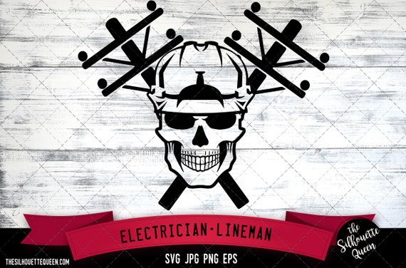 Electrical Lineman Skull with Hard Hat SVG File,Lineman SVG,Powerline Tech svg,Commercial-Personal Use,Cricut,Silhouette Cameo,Vinyl Decal