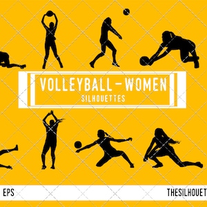 Silhueta de vôlei feminino, clipart de vôlei feminino, vetor de esportes femininos, Girls Svg, png, arquivos de corte cricut jpg