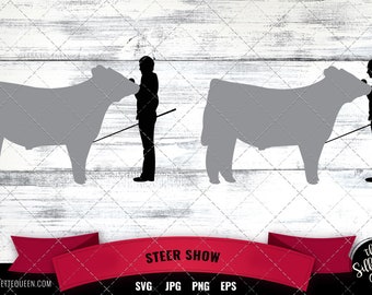 Steer Show svg file, livestock show svg cut file, silhouette studio, cricut design space, Svg, Png, Eps, 4-H Clip art, Vector Design