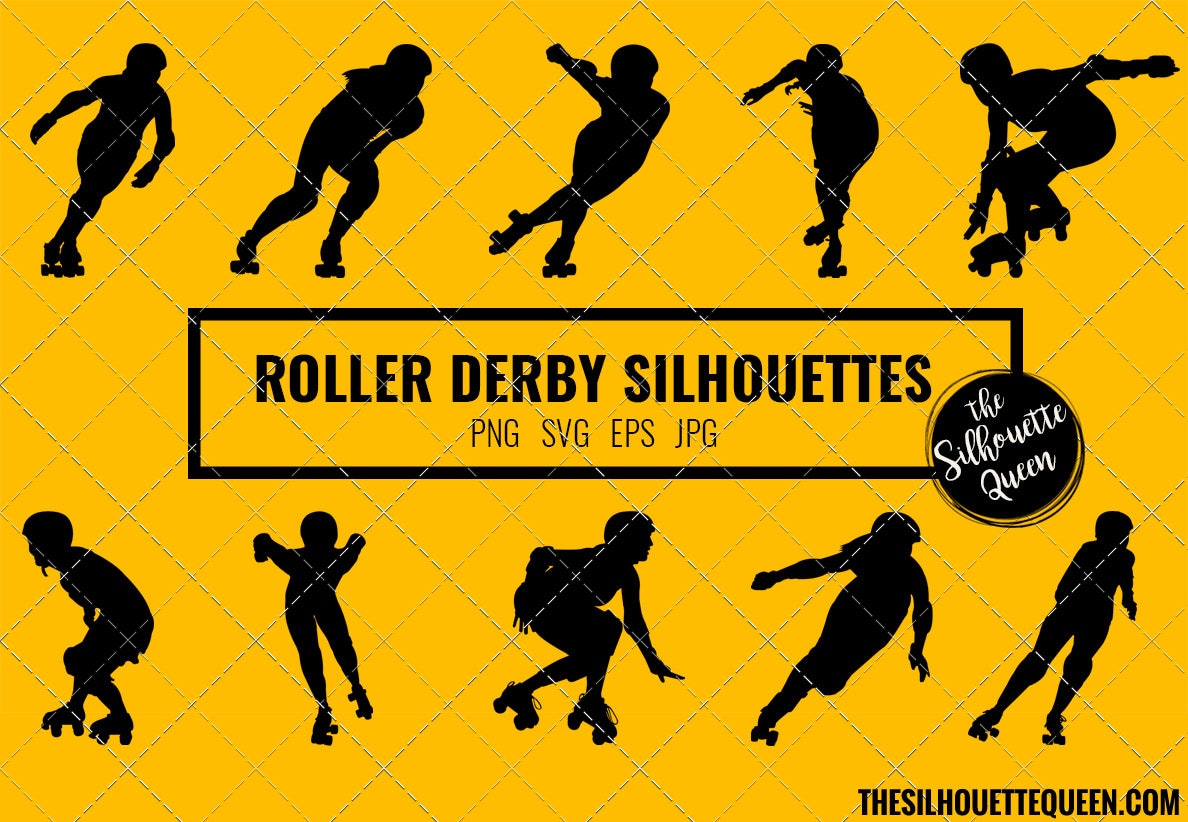 Roller derby girl silhouette Roller derby clipart Roller Etsy