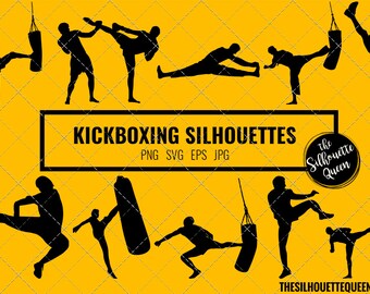 Kickboxing silhouette, Kickboxing Boy clipart, Kickboxing Girl sports vector, Kickboxing KidSvg, png, cricut cut files  jpg