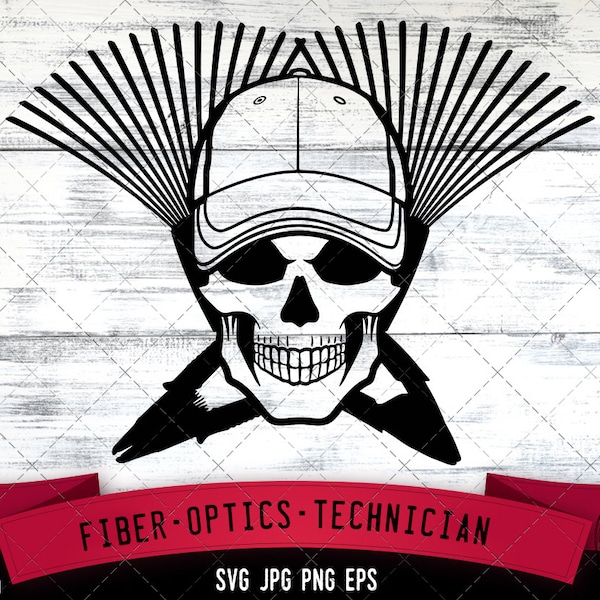 Fiber optics technician tech Skull with Hard Hat SVG File, Electrician SVG, Fiber Optics Tech svg,Commercial-Personal Use,Cricut