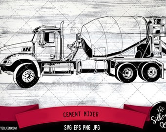 Cement mixer Vector Logo, Transportation Rental Company, Clipart,  Graphic,  SVG Files for Cricut, Vector Images, Silhouette, Clip Art