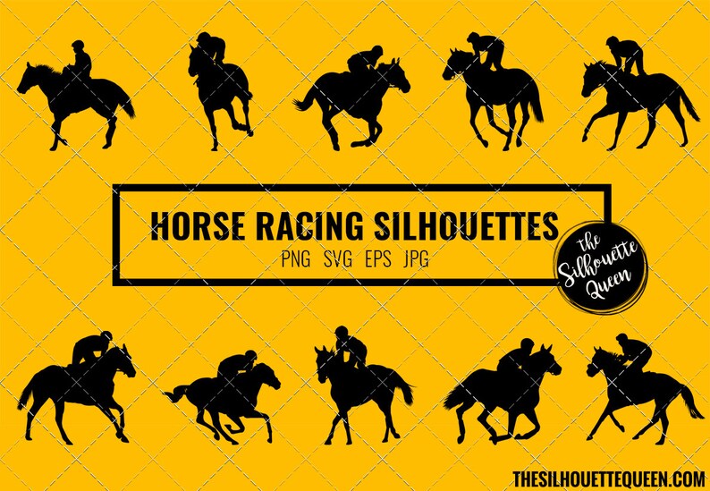 Horse Racing silhouette, Horse Racer clipart, Horse Racing sports vector, Svg, png, cricut cut files jpg image 1