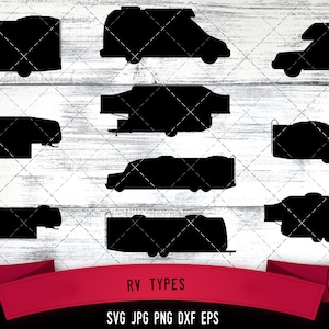 RV Types svg, reistrailer svg, speelgoedtransporteur svg, camper, vijfde wiel trailer, cut files voor Cricut, Silhouette Design, Svg, PNG, Dxf