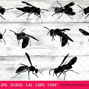 Wasp Insect svg, Wasp Bug monogram, Wasp svg file, Wasp cuttable, bundle, cut files, silhouette, cricut files, vector eps, jpg