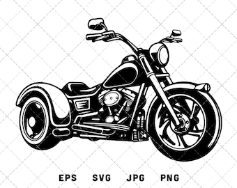 Trike Motorcycle Vector Graphics - JPG, SVG, PNG - Digital Download with Commercial License for Cricut, Silhouette, Scan N Cut Crafting