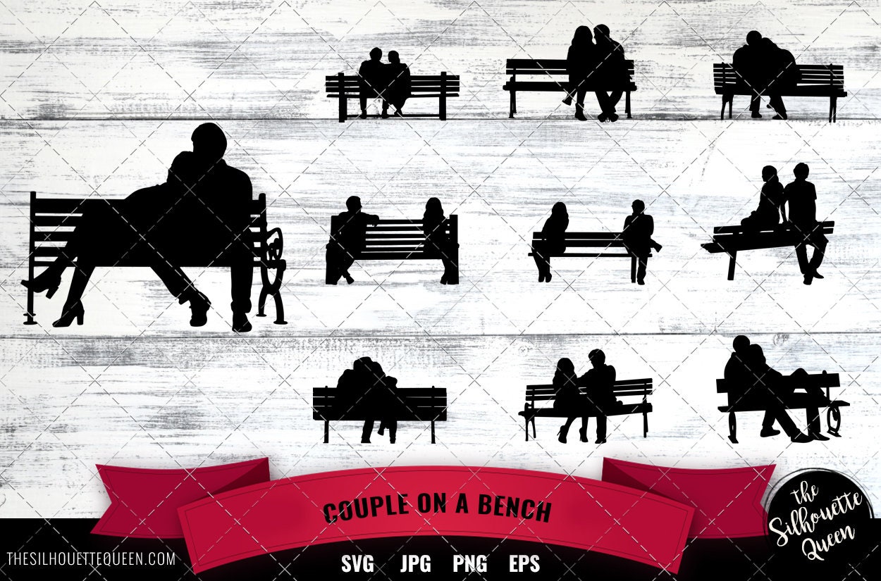Couple on a Bench Old Files Silhouette Cricut Park Etsy Vector playground Couple - Cameo Cut Silhouette Bench Svg