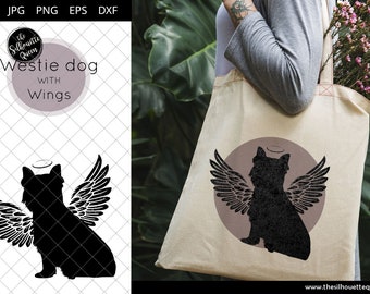 Westie dog #8 with Wings SVG, Pet Memorial, RIP Angel, In Loving Memory, Animal Lover Vector for Cricut, Silhouette Studio