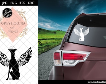 Greyhound #2 with Wings SVG, Pet Memorial, RIP Angel, In Loving Memory, Animal Lover Vector for Cricut, Silhouette Studio