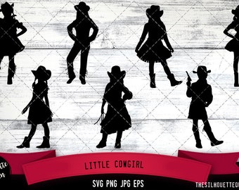 Little Cowgirl SVG,  Silhouette, Logo, Little Cowgirl  SVG Cut Files for Cricut Design, Little Cowgirl  Digital Commercial Clipart