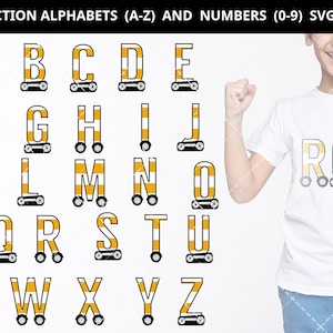 Construction alphabet a-z svg, construction number 0-9 svg, alphabet clipart, letters svg font, cut files for cricut, cut files for cricut