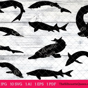 Sturgeon Silhouette Clipart Clip Art (AI, EPS, SVGs, JPGs, PNGs, PDF) , Sturgeon Clip Art Clipart Vectors - Commercial and Personal Use