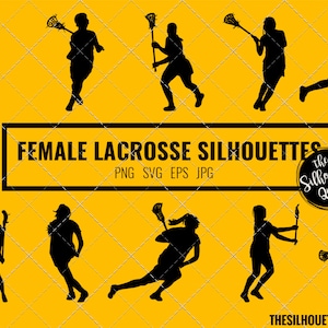 Silhouette de crosse de femme, clipart féminin de gardien de but de joueur de crosse, vecteur sportif de fille, filles Svg, png, jpg coupé de cricut