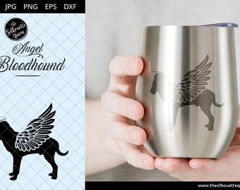 Bloodhound #3 with Wings SVG, Pet Memorial, RIP Angel, In Loving Memory, Animal Lover Vector for Cricut, Silhouette Studio